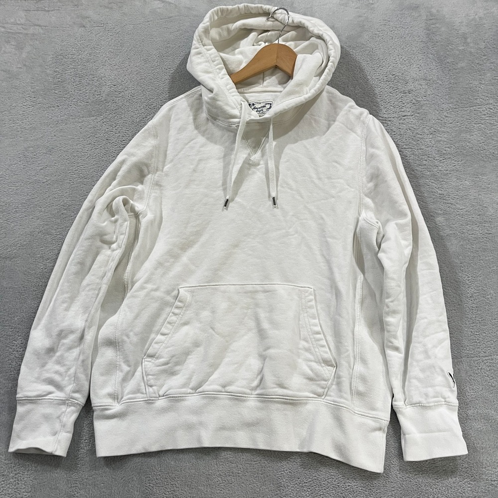 Vintage American Eagle Hoodie Mens Medium White Pullover Preppy 90s Y2K